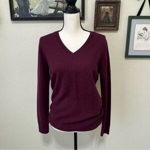 HILARY RADLEY |V-Neck Cashmere Wine Burgundy Sweater Size Small